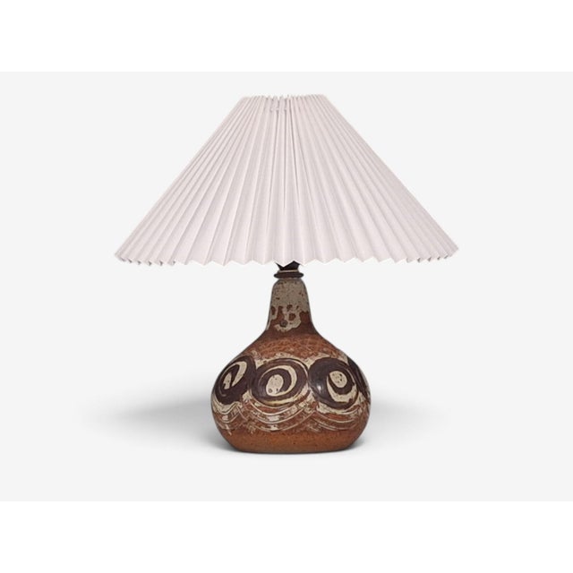1970s Mid-Century Modern Tingkeramik Følle, Table Lamp, Brown and Cream Stoneware For Sale - Image 4 of 10