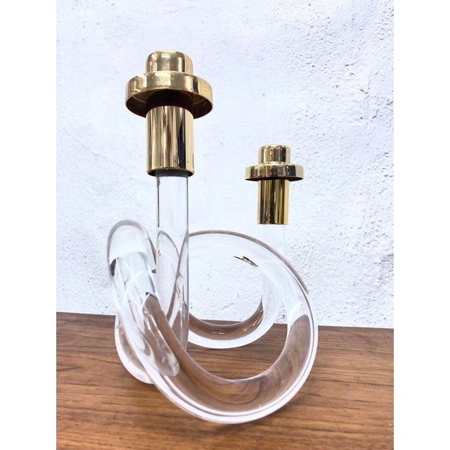Acrylic Glass Double Candleholder by Elaine Bscheider for Dorothy Thorpe, 1960s For Sale - Image 4 of 9