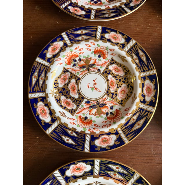 Royal Crown Derby Porcelain A Super Fine Set of 6 Royal Crown Derby Imari Pattern Dessert Plates by Stevenson & Hancock, Circa 1860's For Sale - Image 4 of 17