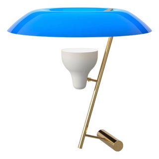 Model 548 Lamp in Polished Brass with Blue Diffuser by Gino Sarfatti for Astep For Sale