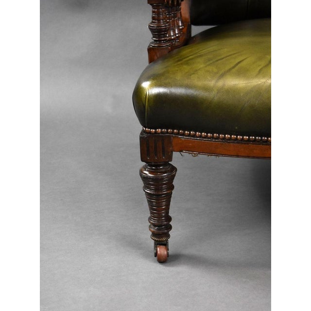 Victorian Armchair in Mahogany and Leather, 1880 For Sale - Image 10 of 14