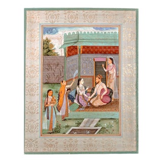 Indian Mughal Miniature Painting, 19th Century, Gouache For Sale