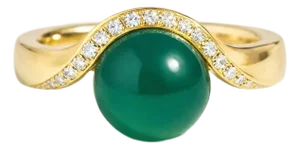 Wave Design Green Onyx and Topaz Ring in Silver, Gold, Size 6