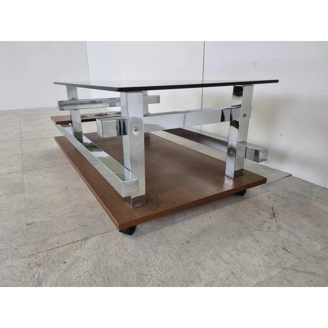 Wood Vintage Teak and Chrome Coffee Table, 1960s For Sale - Image 7 of 13