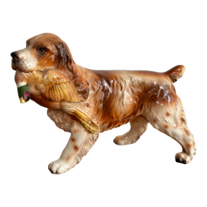 Vintage Porcelain Figurine Spaniel Hunting Dog With Pheasant