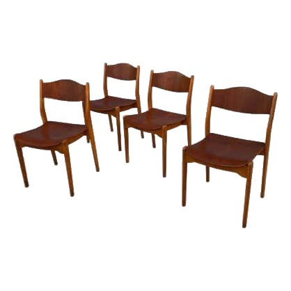 Danish Teak and Birch Stacking Chairs, Hand-Crafted, 1962 For Sale