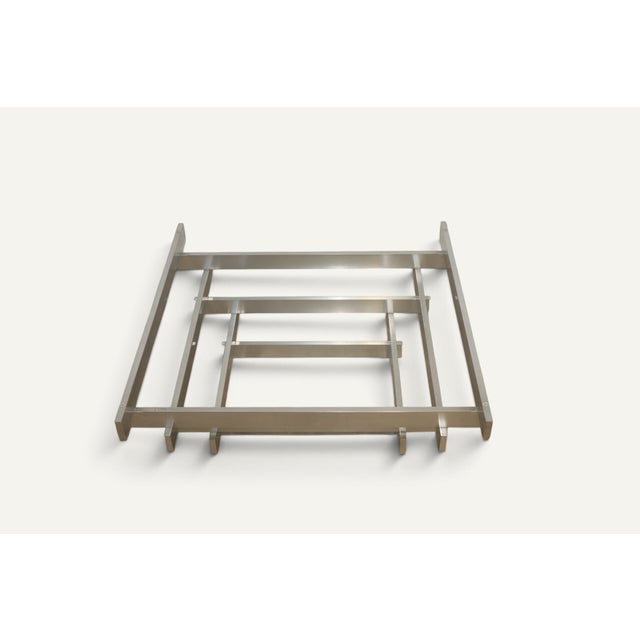 Sculptural Coffee Table in Brushed Aluminum and Glass, 1970s For Sale - Image 11 of 18
