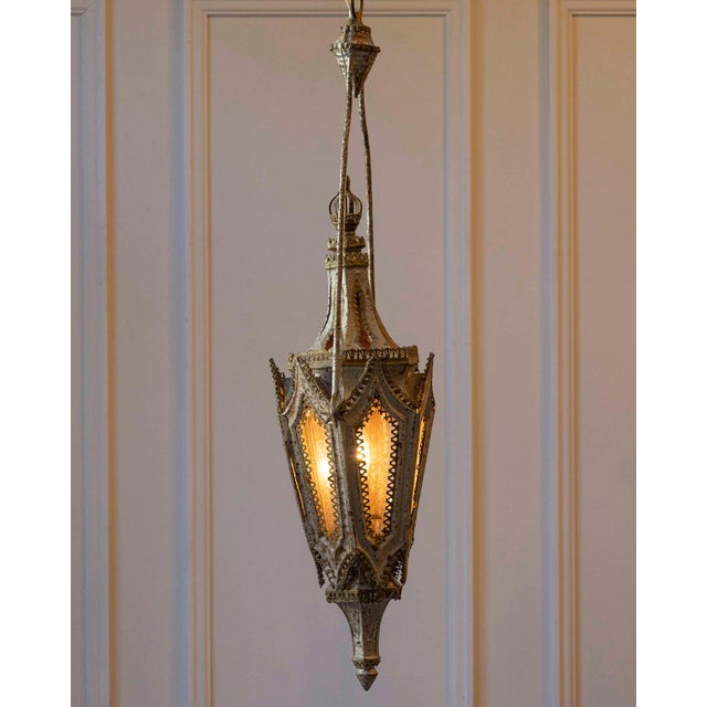 19th Century English Painted Iron Gothic Revival Period Lanterns - a Pair For Sale - Image 4 of 9