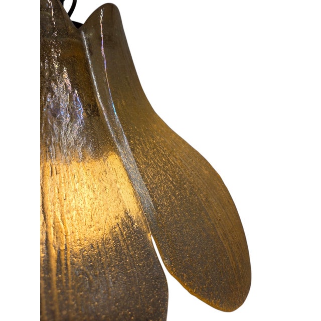 Glass Pendant Lamp with Glass Leaves from Peill & Putzler, 1970s For Sale - Image 7 of 12