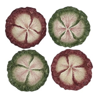 Vintage Fitz & Floyd Cabbage Leaf Bowls, Set of 4, 2 Green, & 2 Red For Sale