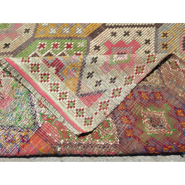 1960's Embroidery Multicolor Kilim Rug- 68"x104" For Sale - Image 12 of 13