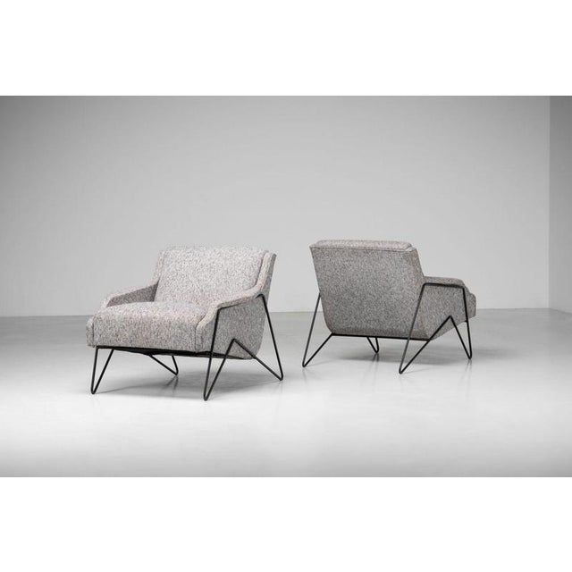 Metal Low Lounge Chairs by Ernesto Hauner for Forma Moveis, Brazil, 1950s, Set of 2 For Sale - Image 7 of 18