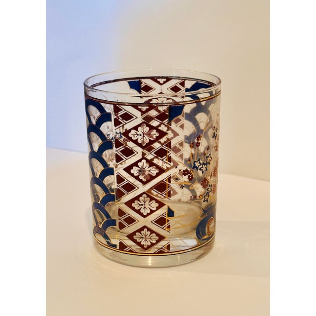 A rare grouping of eight Culver ‘Chinoiserie’ pattern lowball glasses. Each glass featuring 22-karat gold enamel...