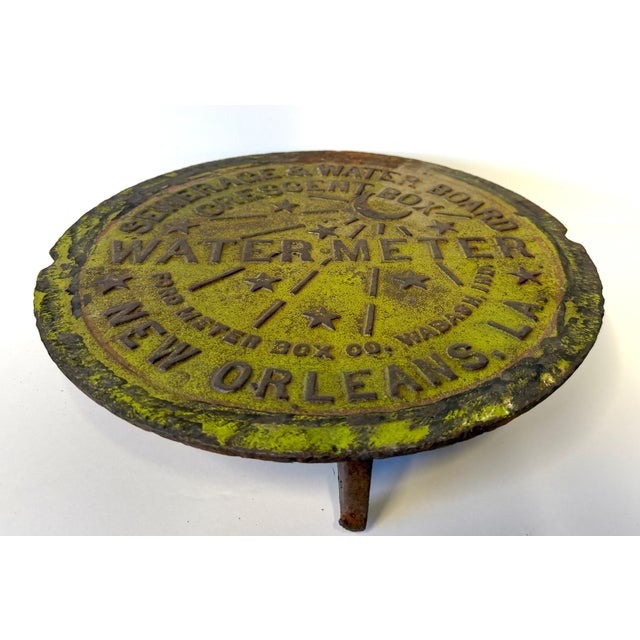 For New Orleans lovers, this 1920s salvaged cast iron water meter cover has an unusual color way and time earned patina...