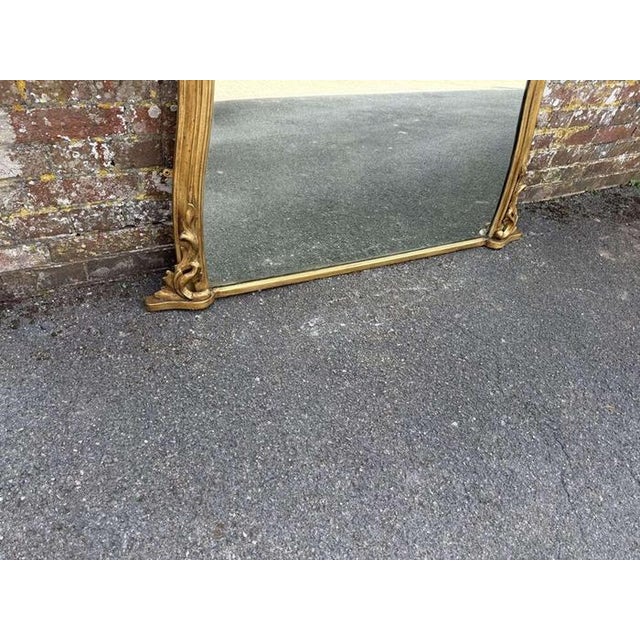 Large Antique English Gilt Hour Glass Framed Mirror, 19th Century For Sale - Image 4 of 7