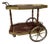 Mid-Century Traditional Wood and Brass Tea Cart With Floral Detail For Sale