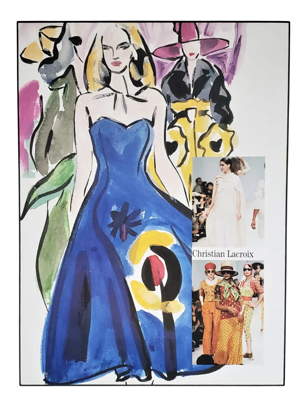 1980s Vintage Fashion Design Print by Christian Lacroix, Matted | Chairish