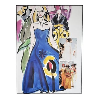1980s Vintage Fashion Design Print by Christian Lacroix, Matted For Sale