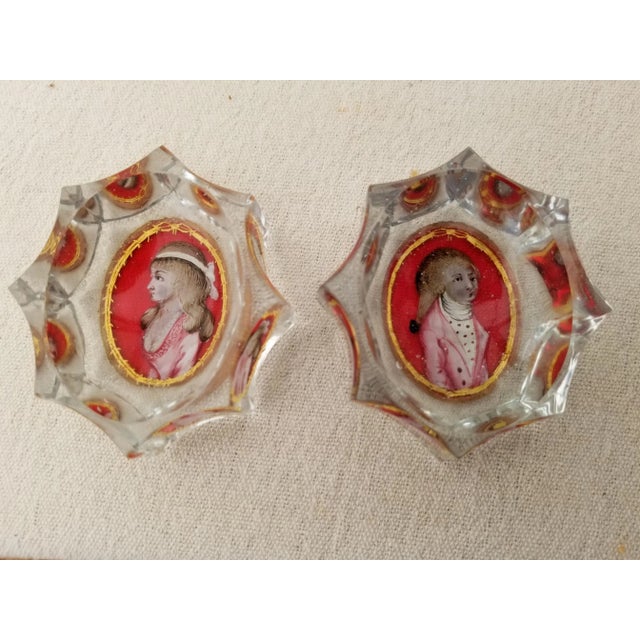 18th Century Cut Glass Reverse Painted Portrait Master Salt Cellars For Sale - Image 11 of 11