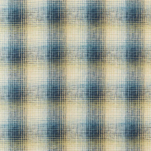 Harlequin Hamada Fabric in Denim/Ochre For Sale