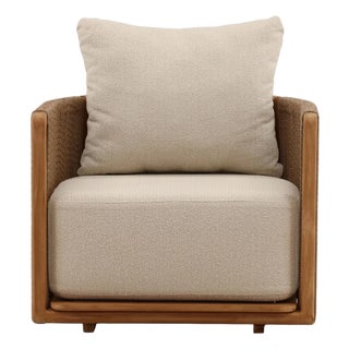 Rope Wrapped Teak Outdoor Accent Chair For Sale