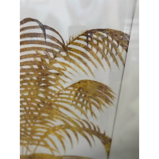 2010s Vintage Golden Palm Print Framed in Faux Bamboo Wooden Frame For Sale - Image 5 of 12