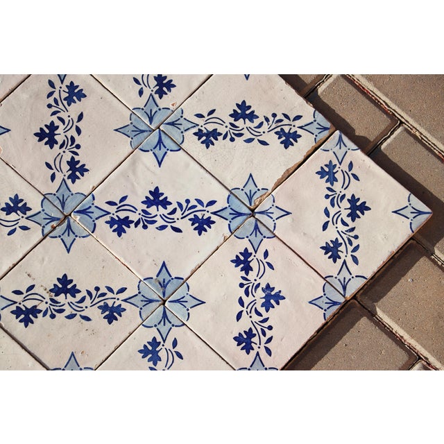 Antique 19th Century Portuguese Tiles With Floral Garland and Star Motif Set of 75 For Sale - Image 13 of 18