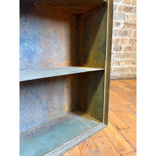 Antique Industrial Galvanized Steel Angled Shelving Unit For Sale In Chicago - Image 6 of 16