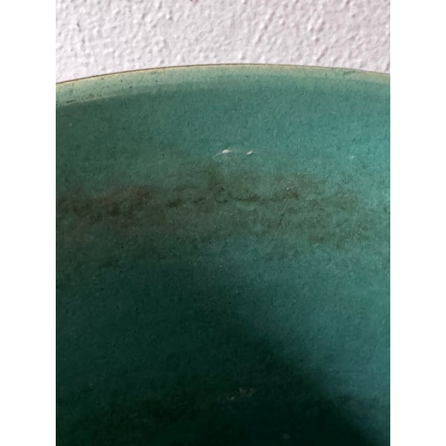 Vintage Mid-Century Ceramic Planter With Dimensional Fat Lava Style Glaze, Orange Brown & Teal For Sale - Image 10 of 12
