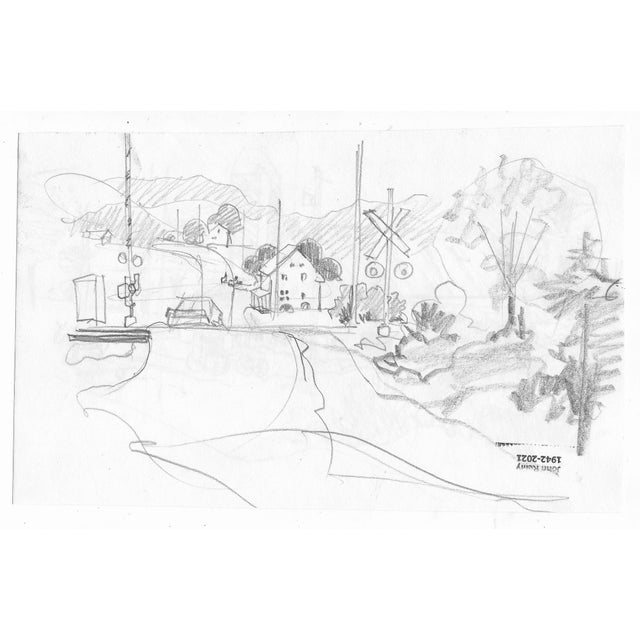 Traditional 1980s John Reilly Farm Drawing For Sale - Image 3 of 3