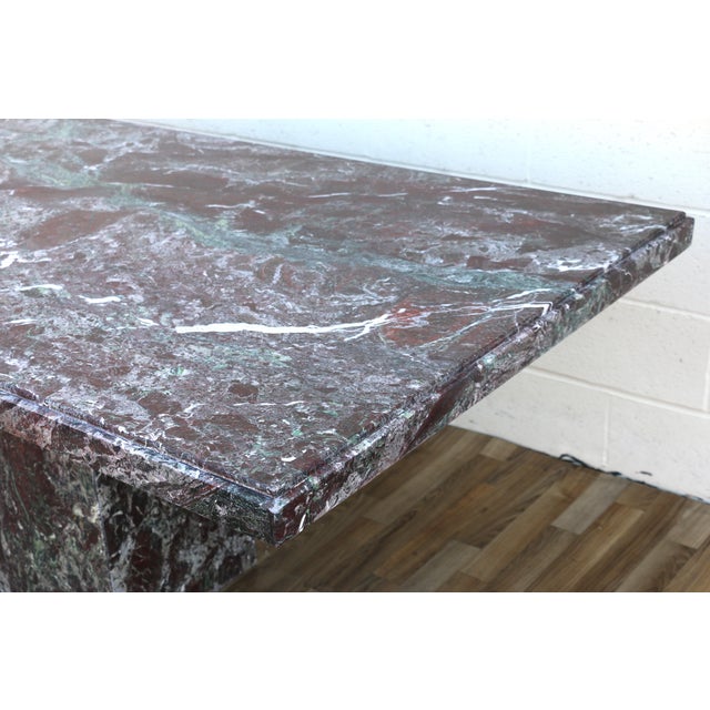 1970s Italian Postmodern Rosso Levanto Marble Dining Table | Monumental Modern Pedestal Table For Sale - Image 12 of 18