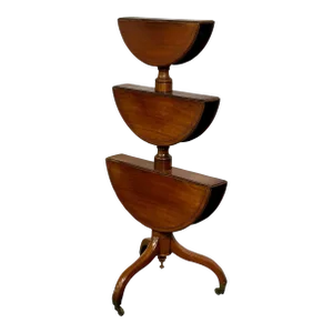 19th Century Mahogany Inlaid Three-Tier Dumbwaiter / Dessert Stand