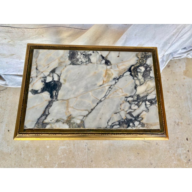 Wood Early 20th Century French Louis XVI Style Gold Gilded and Marble Side Table For Sale - Image 7 of 12