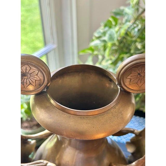 Brass Mid 20th Century Solid Brass Neoclassical Urn Acanthus Leaf Vase For Sale - Image 8 of 9