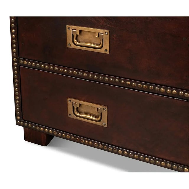 Brown Campaign Style Form Dresser For Sale - Image 8 of 11
