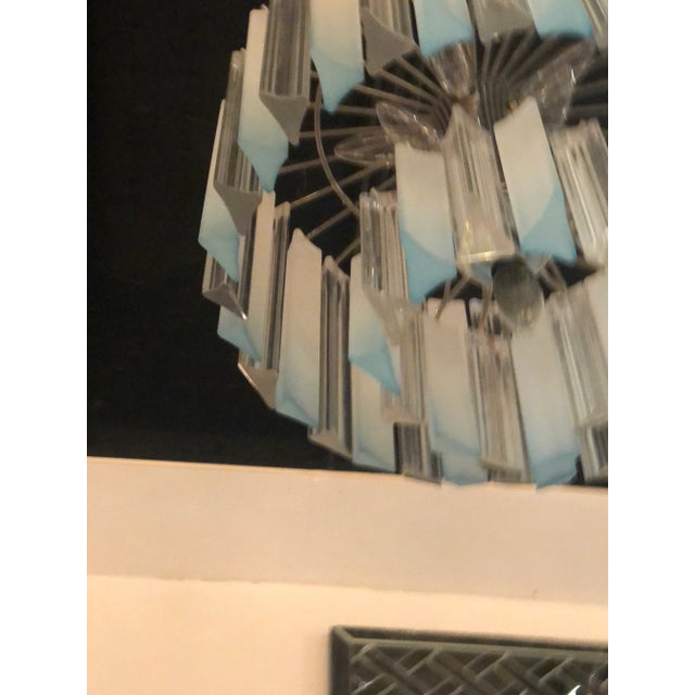 Vintage Hollywood Regency Aqua Blue Lucite Chandelier For Sale In West Palm - Image 6 of 11