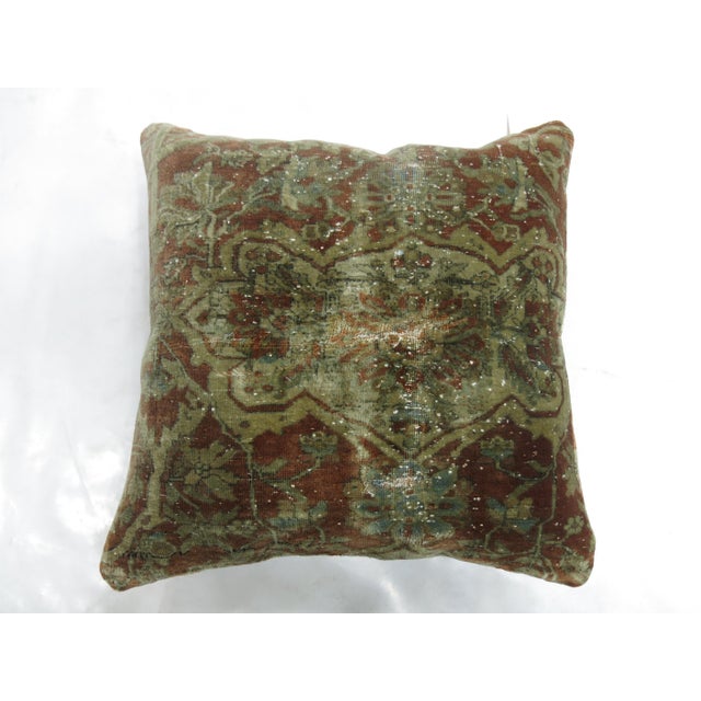 Antique Persian Kashan Rug Pillow For Sale - Image 4 of 5
