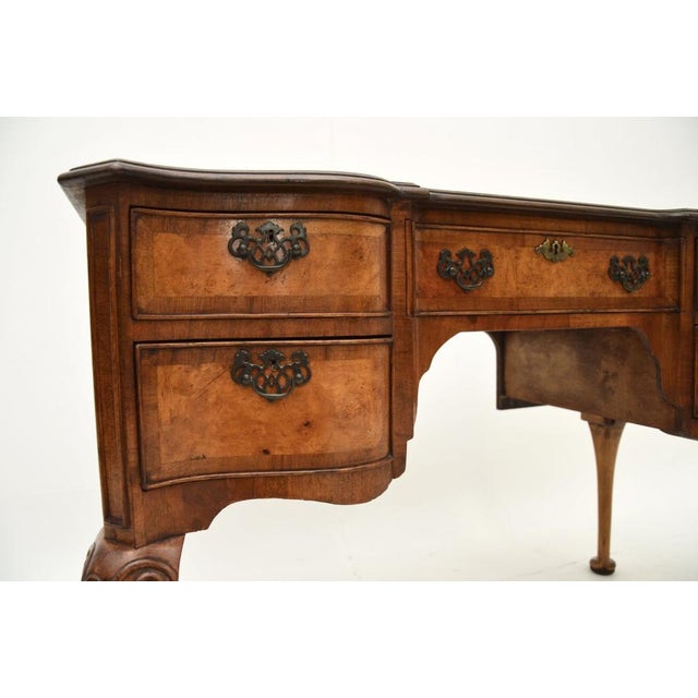 Queen Anne Figured Walnut Desk, 1930s For Sale - Image 9 of 11