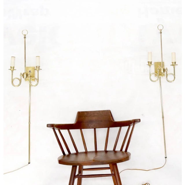 Metal Pair of 1970 Twisted Brass Tube Trumpet Shape Sconces For Sale - Image 7 of 13