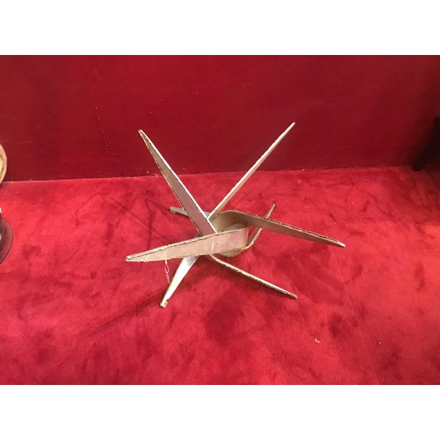 1960s Silas Seandel Style Brutalist Iron Silver Coffee Table Base For Sale - Image 10 of 10