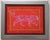 Tiger in shades of flamingo-orange. red, raspberry-pink with a burgundy and lime green border and lettering, with...