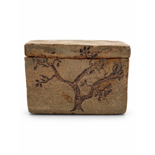 Boho Chic One-of-a-Kind Studio Pottery Lidded Box With Tree Motifs, Possibly 1970s For Sale - Image 3 of 9