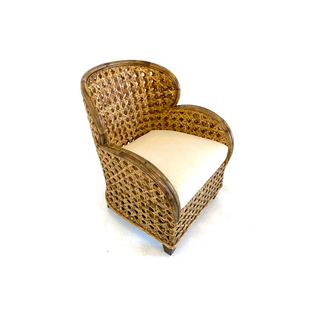 1970s Vintage Rattan French Cane Lounge Chair | Chairish