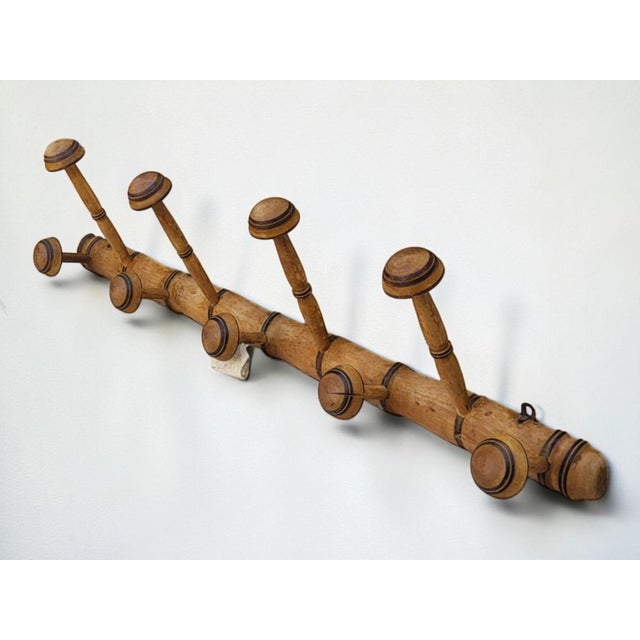 Wall-Mounted Coat Rack in Bamboo, 1930s For Sale - Image 3 of 6