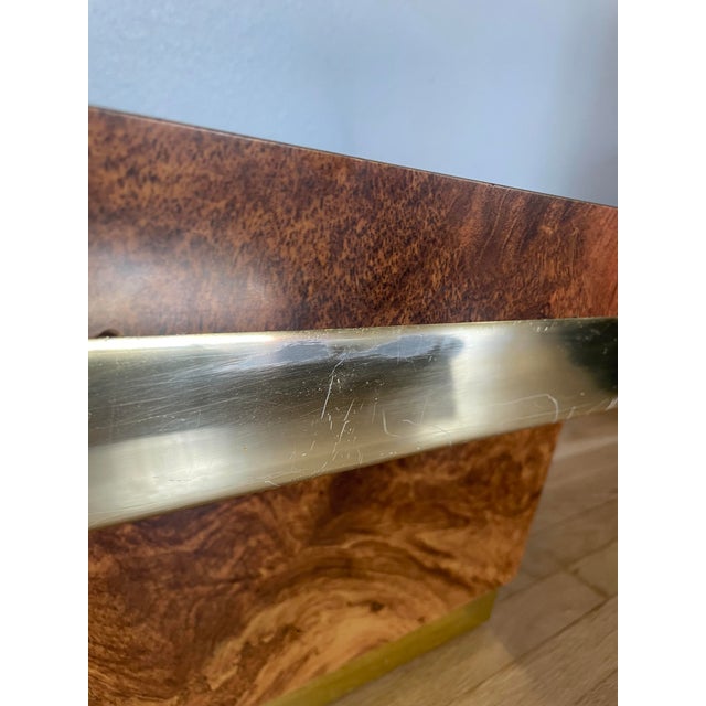 1970s Burlwood Veneer and Brass Coffee Table in the Style of Milo Baughman For Sale - Image 11 of 12