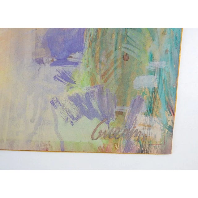 Vintage mid 20th century gouache on artist board abstract landscape painting by John William Guerin (1920 - 2006) Texas,...