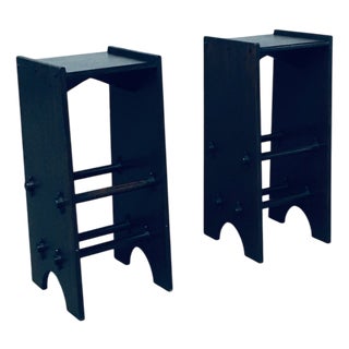 Arts and Crafts Handmade Bar Stools, France, 1920s, Set of 2 For Sale