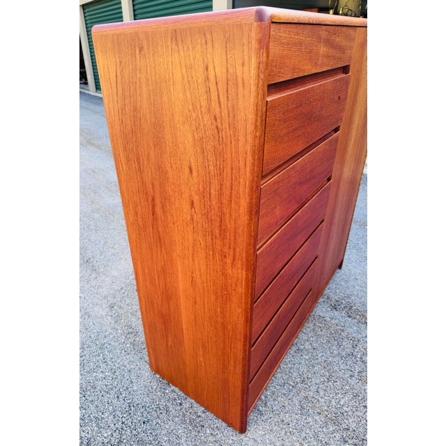 Nordisk Andels-Eksport Vintage 1970s Danish Teak Highboy Dresser Armoire Chest Wardrobe For Sale - Image 4 of 13