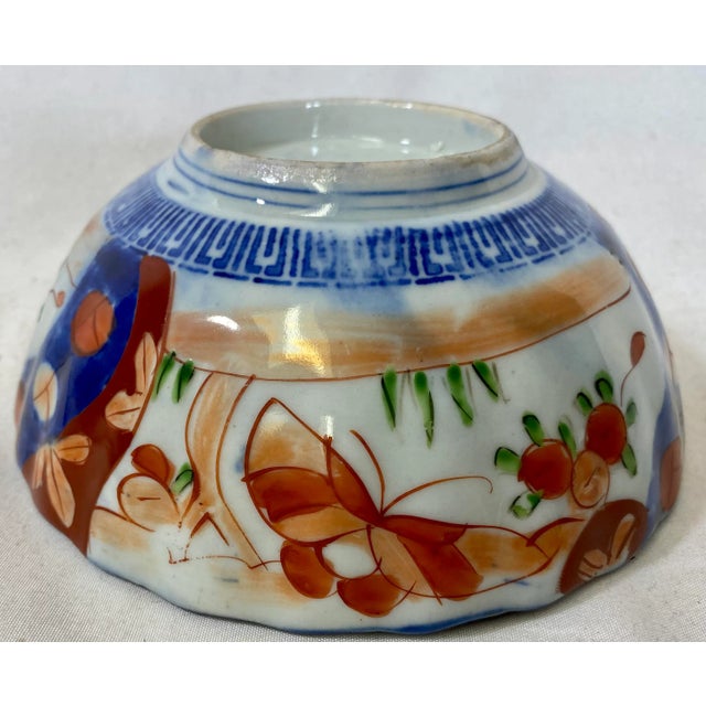 Antique Imari Bowl Hand Painted With Butterflies, Fruit and Floral Arrangements - Circa 1890 For Sale - Image 11 of 13