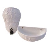 Vintage Italian Pottery White Grape Motif Garden Wall Lavabo, Pair For Sale